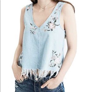 Demin Embroidered Tank Top